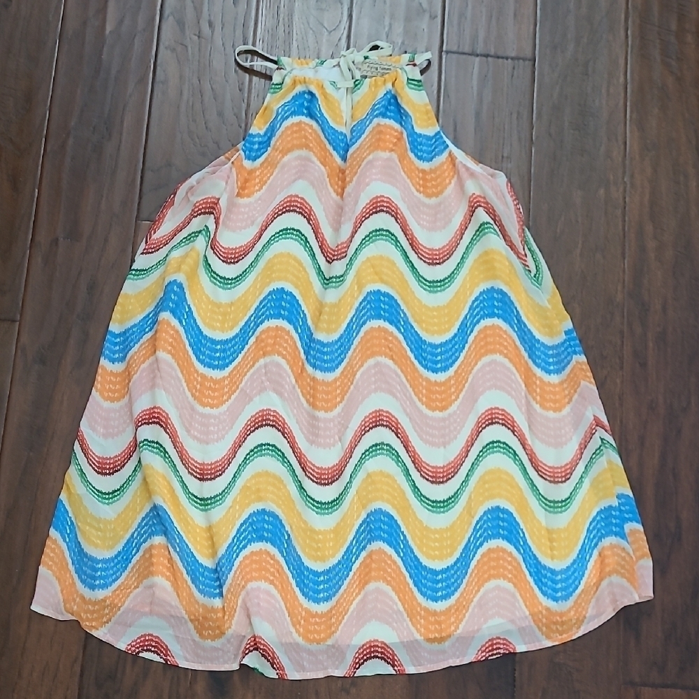 Flying Tomato Colorful Wavy Patterned Halter Style Dress size Medium